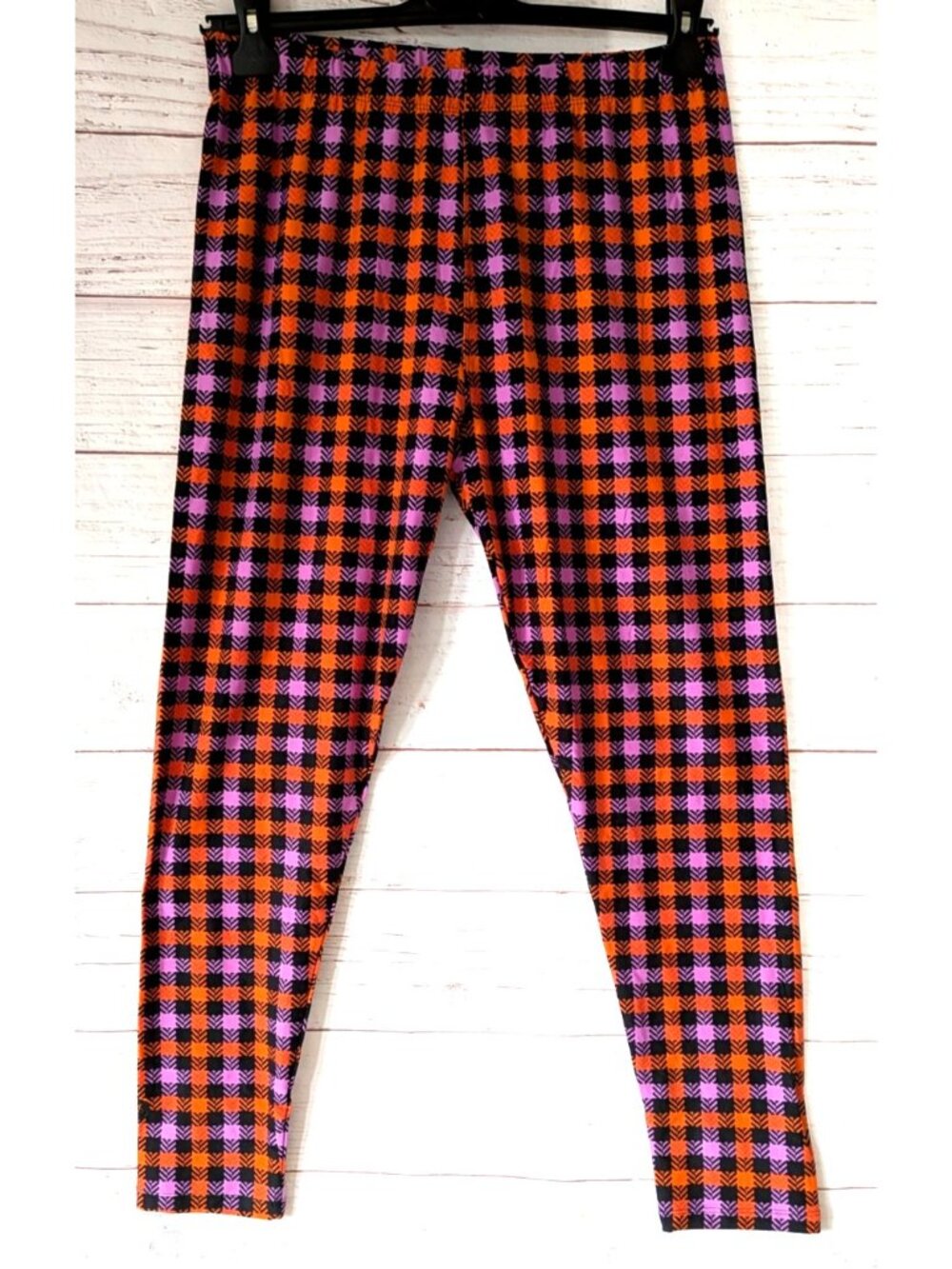NWT SweetLegs "Witch's Wool" Leggings Plaid Orange 27" Inseam 2X Discontinued